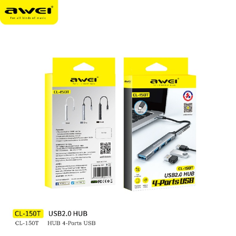 هاب 4 پورت USB 2.0 آوی مدل Awei CL150T image gallery