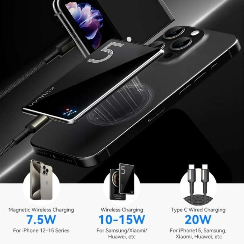 پاوربانک بیسیم KUULAA مدل KY-YD67 Glass ظرفیت 5000mAh image gallery