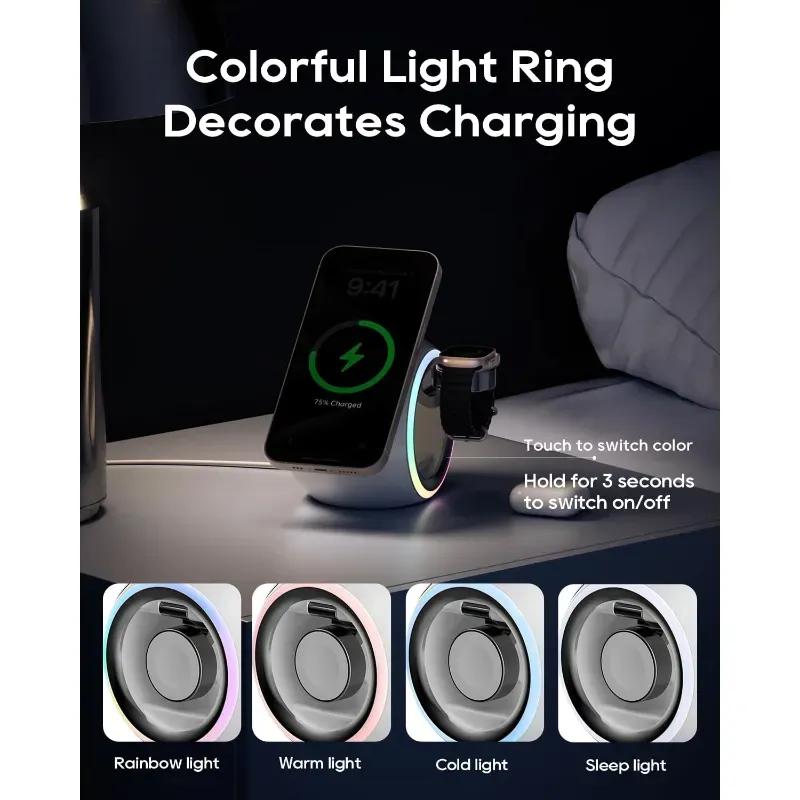 داک شارژ وایرلس KUULAA مدل KL-CD70 3in1 image gallery