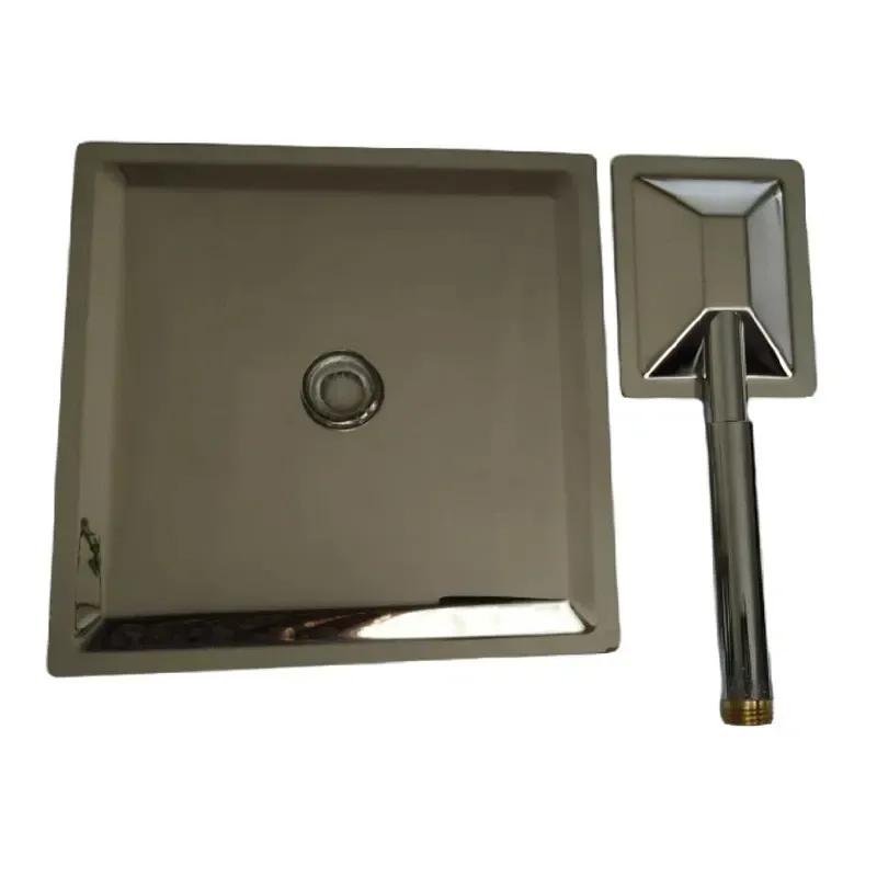سردوش حمام مدل Flat Steel مجموعه دو عددی image gallery