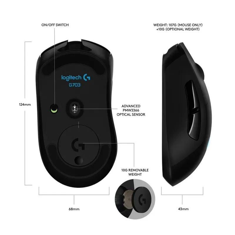 ماوس گیمینگ بی‌سیم لاجیتک مدل Logitech G703 Lightspeed image gallery