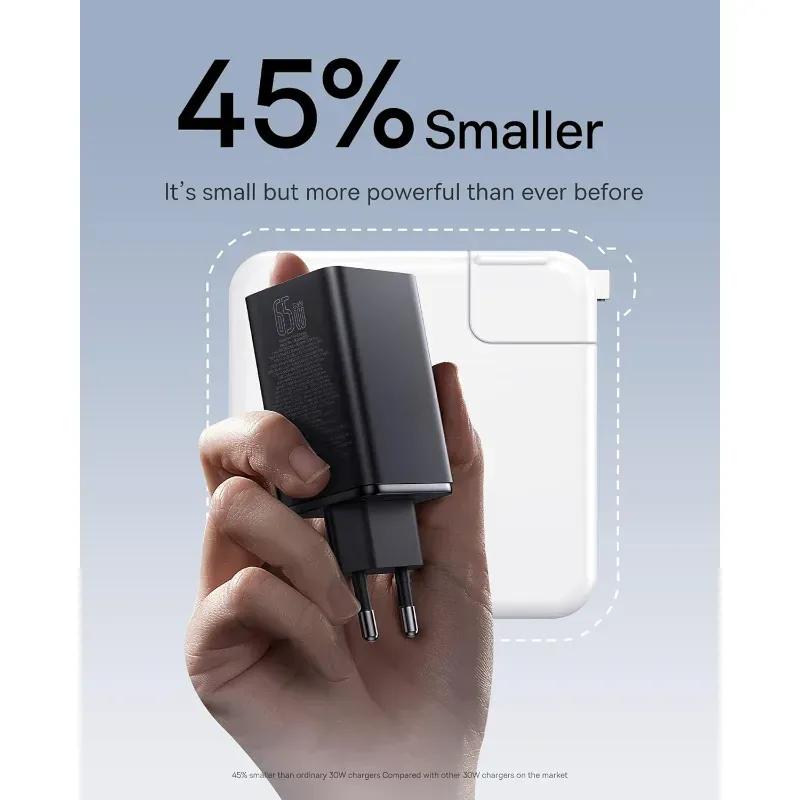 شارژر دیواری فست شارژ بیسوس مدل  GaN6 Pro Fast Charger 2C+2U 100W EU P10162705112-00 توان 100 وات image gallery
