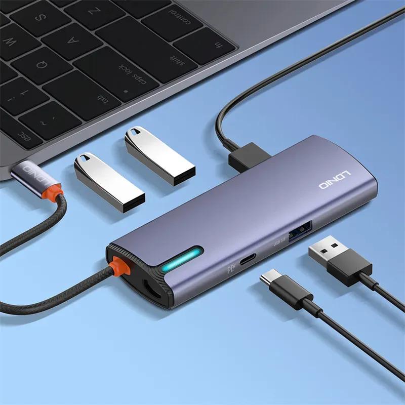 هاب 5 پورت تایپ سی الدینیو مدل  5in1 Type-c Hub Adapter DS-15H توان 100 وات image gallery