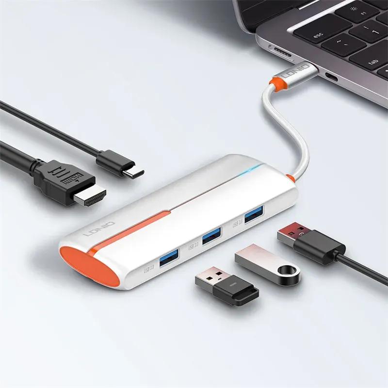 هاب 5 پورت تایپ سی الدینیو مدل 5in1 Type-c Hub Adapter DS-25H توان 100 وات image gallery