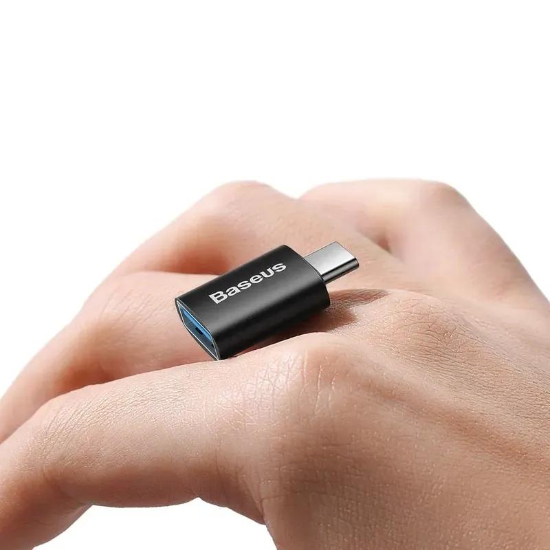 مبدل Type-C to USB-A باسئوس مدل Ingenuity Series Mini OTG-ZJJQ000001 image gallery