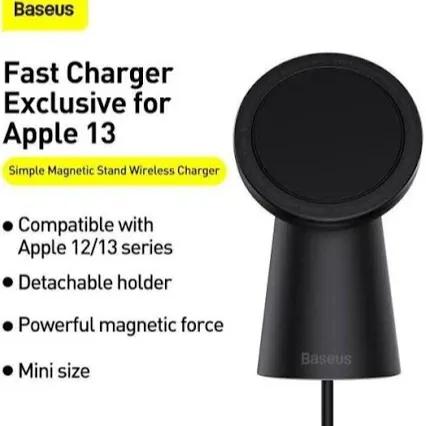 هولدر و شارژر وایرلس رومیزی بیسوس مدل Simple Magnetic CCJJ000001 توان 15 وات برای آیفون 12 به بعد image gallery