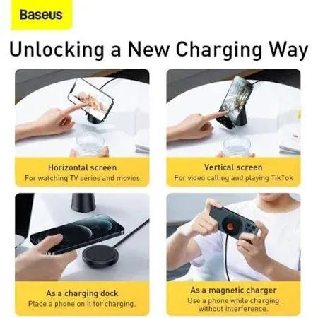 هولدر و شارژر وایرلس رومیزی بیسوس مدل Simple Magnetic CCJJ000001 توان 15 وات برای آیفون 12 به بعد image gallery