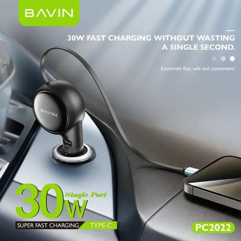 شارژر فندکی فست شارژ باوین مدل PC2022 Universal توان 60 وات همراه با کابل متصل جمع‌شونده image gallery