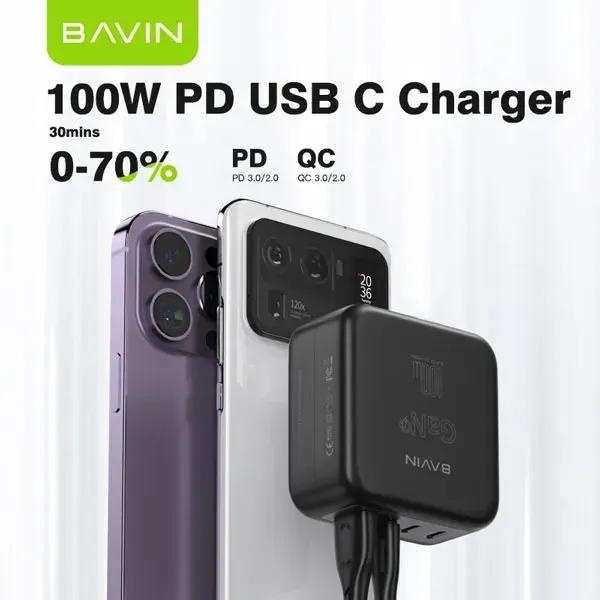 شارژر دیواری باوین مدل PC918Y GaN توان 100 وات image gallery