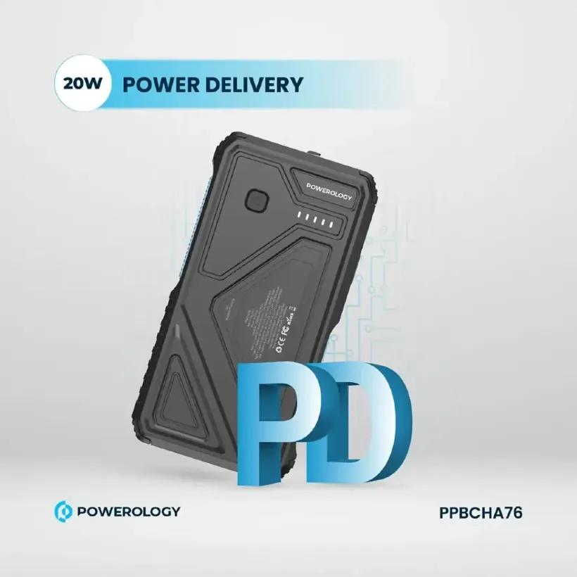 پاوربانک خورشیدی 20000 پاورولوژی Powerology PP076 PPBCHA76 همراه با کابل متصل image gallery