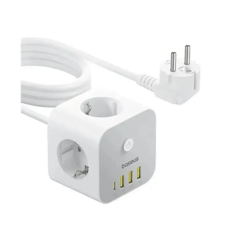 شارژر رومیزی 7 پورت باسئوس مدل PowerCombo Cube 3AC+3U+1C  توان 20 وات طول کابل 1.5 متر image gallery