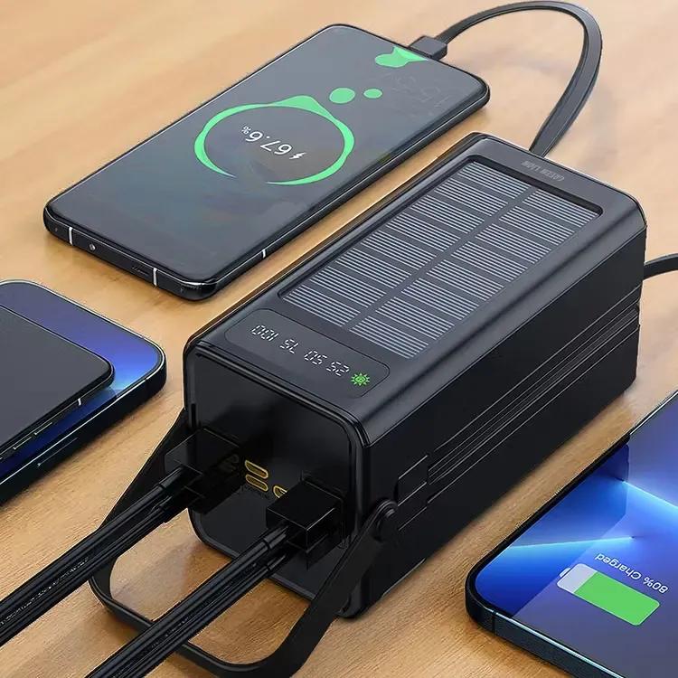 پاوربانک خورشیدی 60000 گرین لاین مدل Solar X GLPX50 GNSOL50PB60BK توان 22.5 وات و کابل متصل image gallery