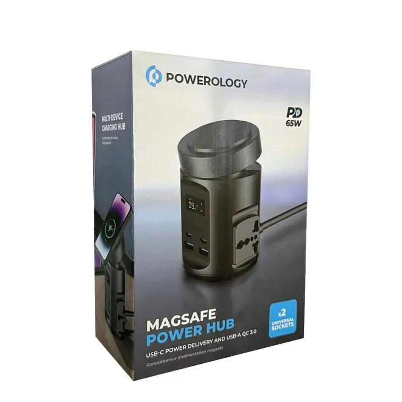 چند راهی برق و شارژر وایرلس مگ سیف پاورولوژی مدل MagSafe Power Hub PWCUQC014 دارای 4 پورت image gallery