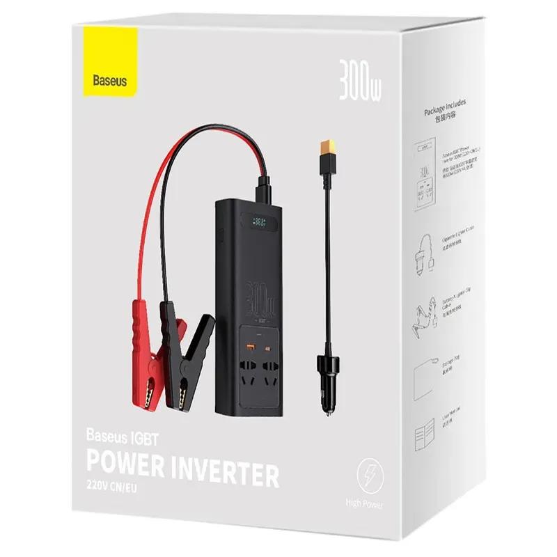 شارژر فندکی و چند راهی برق خودرو باسئوس مدل  IGBT CI30-02 Power Inverter CGNB010101 توان 300 وات image gallery