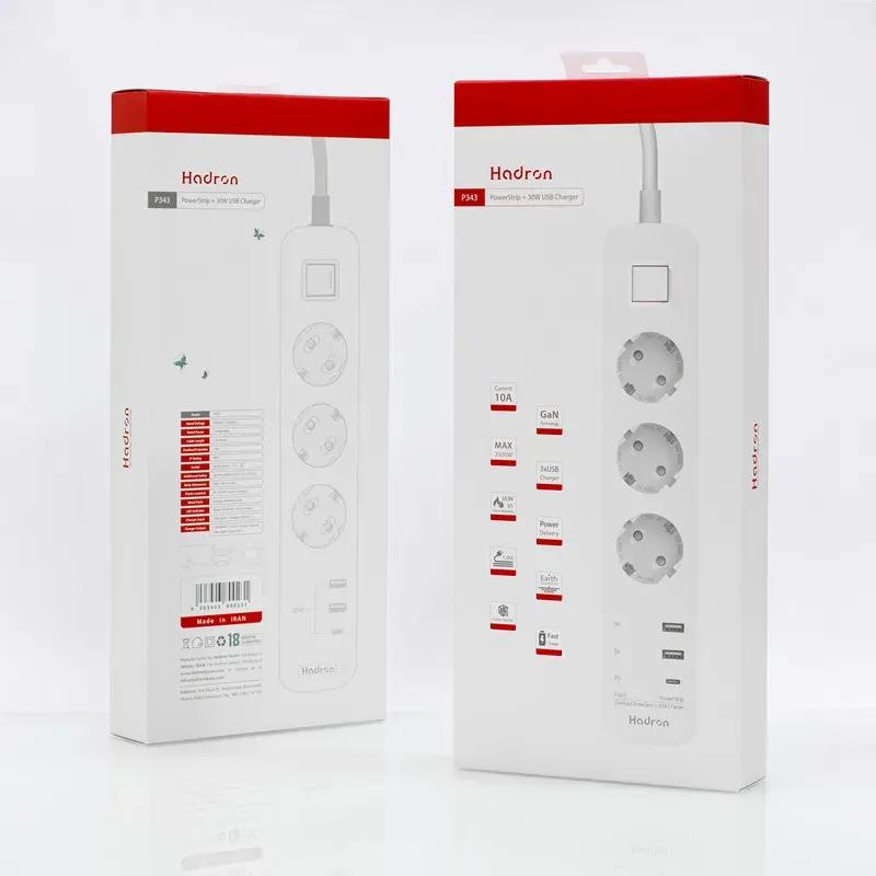 چند راهی برق و شارژر هادرون مدل P343 GAN دارای 3 پورت image gallery