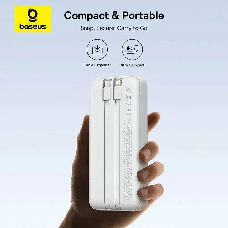 پاوربانک 20000 باسئوس مدل Lipow Dual-Cable P10079102123-00 توان 22.5 وات با 2 کابل متصل image gallery
