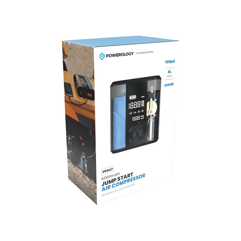 جامپ استارتر و کمپرسور باد پاورولوژی مدل POWEROLOGY 8800 mAh jUMP START AIR COMPRESSOR image gallery