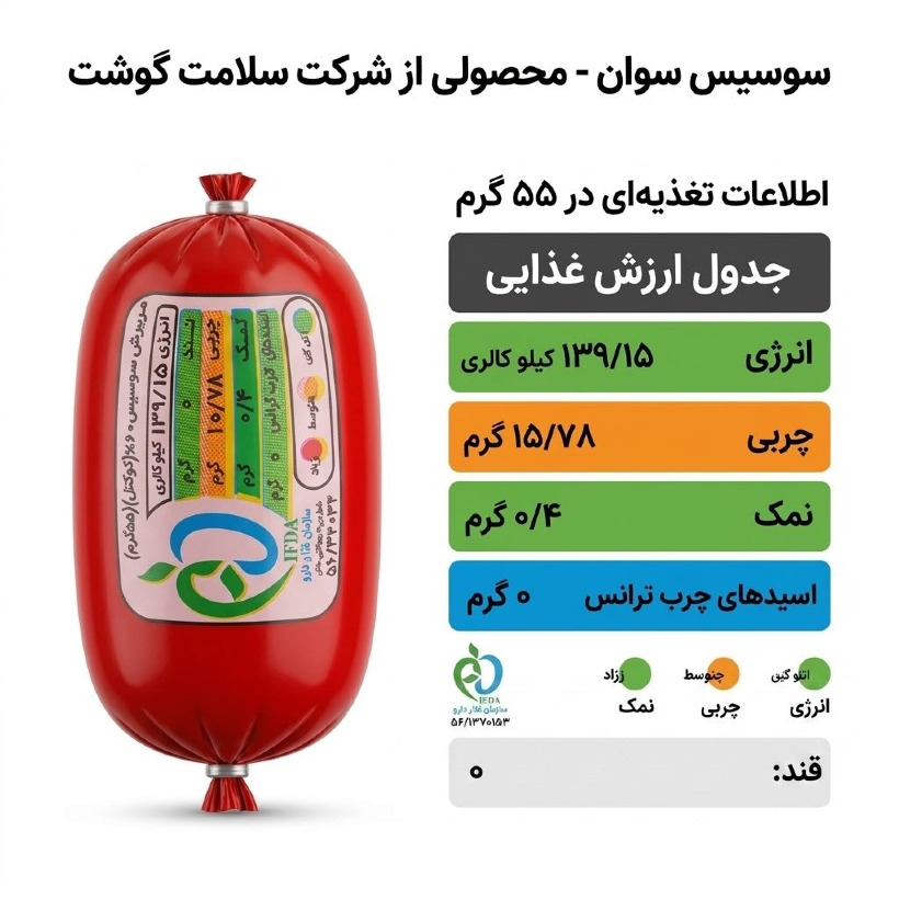سوسیس کوکتل 60 درصد سوان وزن 1 کیلوگرم (بسته بندی توری) image gallery
