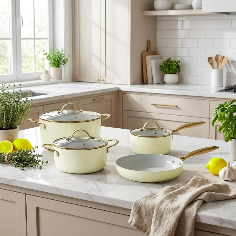 سرویس قابلمه و تابه نچسب 7 پارچه برگهف بلژیک مدل CookWare BergHOFF AURA image gallery