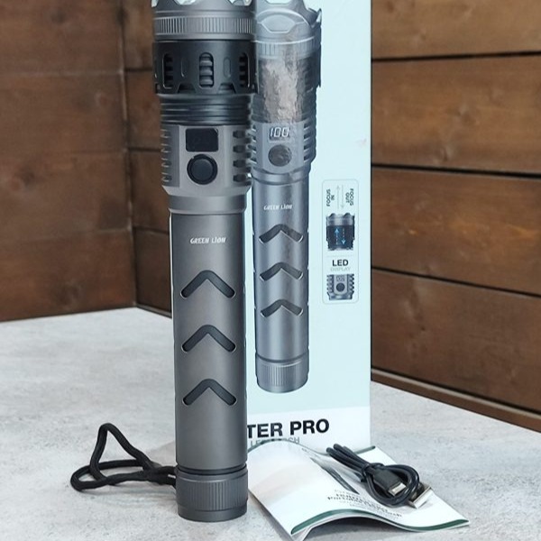 چراغ قوه گرین لاین مدل Green Lion Hunter Pro GNHULEDFL12GY برد 600 متر image gallery