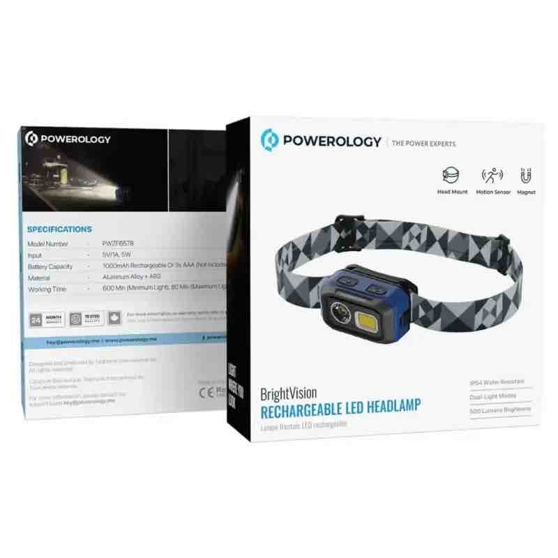 چراغ قوه پیشانی هدلایت پاورولوژی مدل Powerology PWZF6578BK باتری خور image gallery