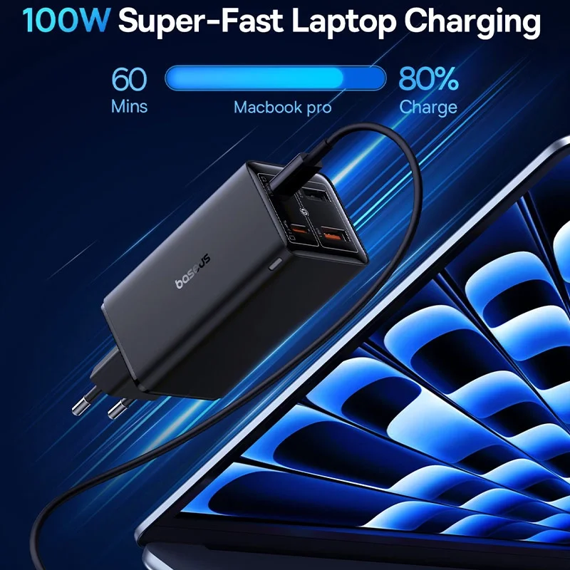 شارژر دیواری باسئوس مدل Baseus GaN6 Pro 100W همراه با کابل - مشکی image gallery