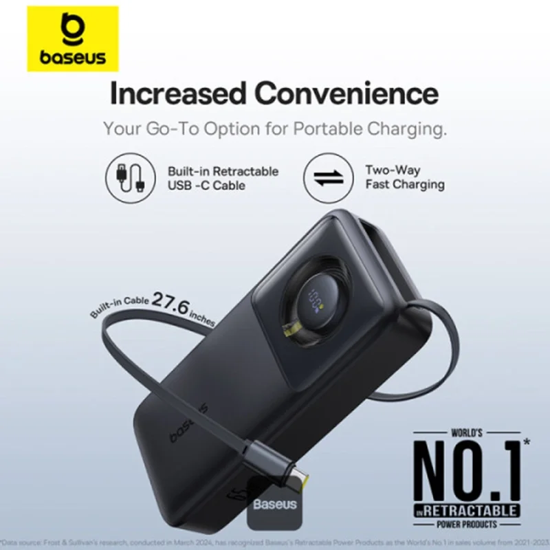 پاوربانک بیسوس مدل Baseus Free2Pull PPLSCO1-20 ظرفیت 20000mAh و توان 65W همراه با کابل – مشکیf image gallery