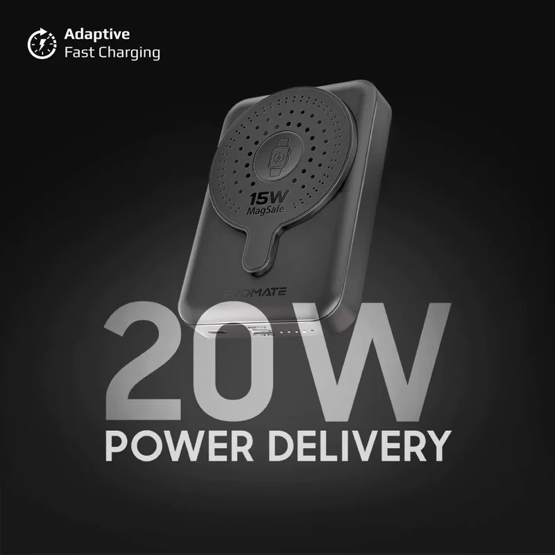 پاوربانک بی سیم پرومیت مدل Promate POWERMAG-DUO.BLACK با ظرفیت 10000 میلی آمپر image gallery