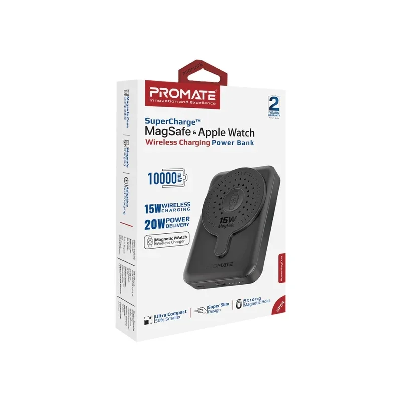 پاوربانک بی سیم پرومیت مدل Promate POWERMAG-DUO.BLACK با ظرفیت 10000 میلی آمپر image gallery