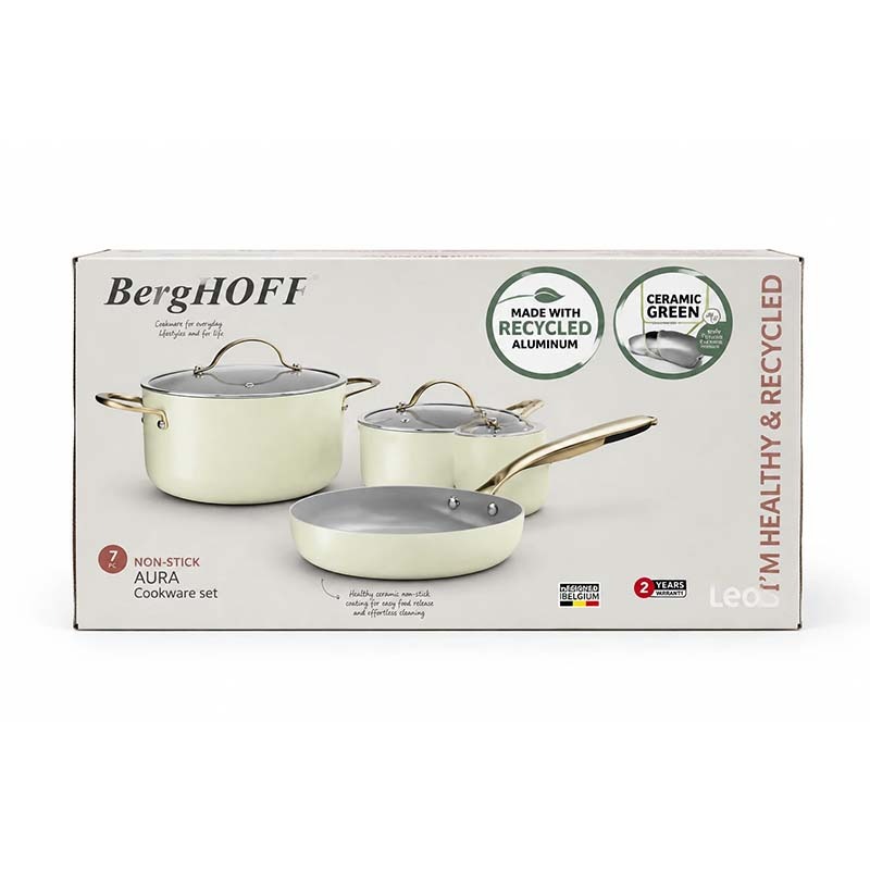 سرویس قابلمه و تابه نچسب 7 پارچه برگهف بلژیک مدل CookWare BergHOFF AURA image gallery