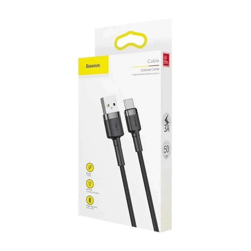 کابل شارژ سریع USB-A به USB-C بیسوس مدل Baseus Cafule 3A طول 0.5m - مشکی/خاکستری image gallery