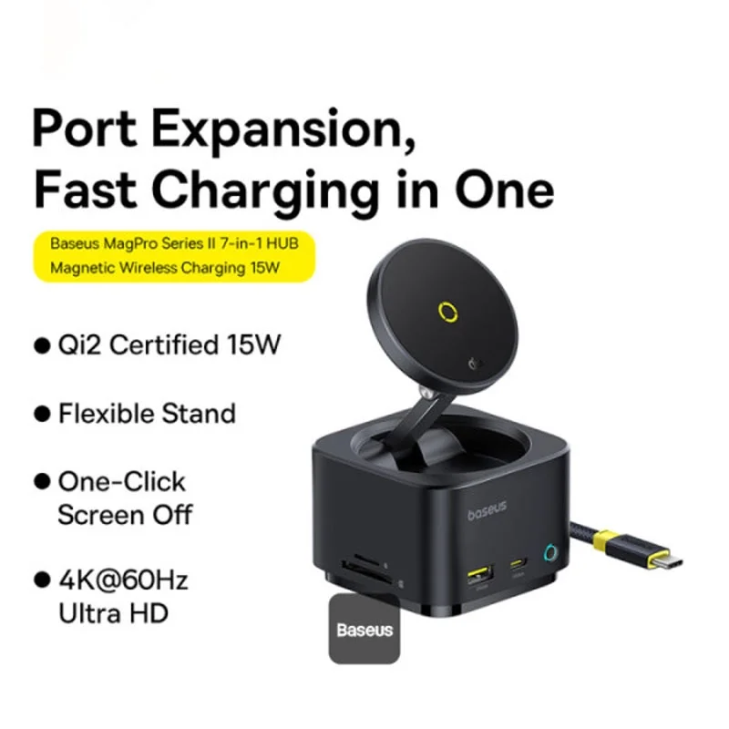 هاب USB-C هفت پورت بیسوس مدل MagPro Series II BS-OH122 – مشکی image gallery