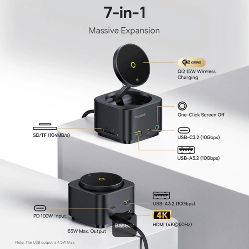 هاب USB-C هفت پورت بیسوس مدل MagPro Series II BS-OH122 – مشکی image gallery