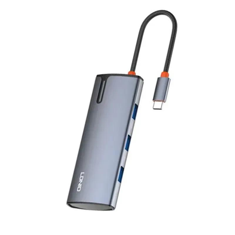 هاب 6 پورت تایپ سی الدینیو مدل 6in1 Type-c Hub Adapter DS-16H توان 100 وات