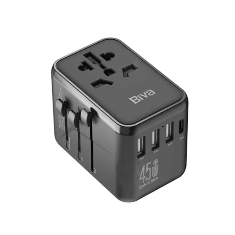 شارژر دیواری و مبدل برق بیوا مدل PS-09 GaN Universal Travel Adapter توان 45 وات