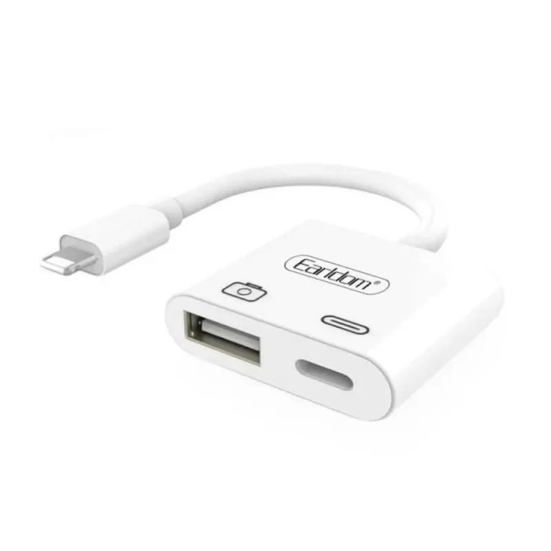 تبدیل لایتنینگ اتصال همزمان شارژر و USB ارلدام مدل Earldom OT43