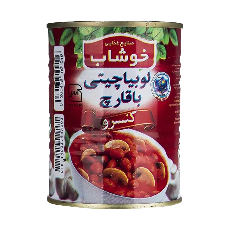 کنسرو لوبیا با قارچ خوشاب وزن 350 گرمی (بسته 24 عددی)