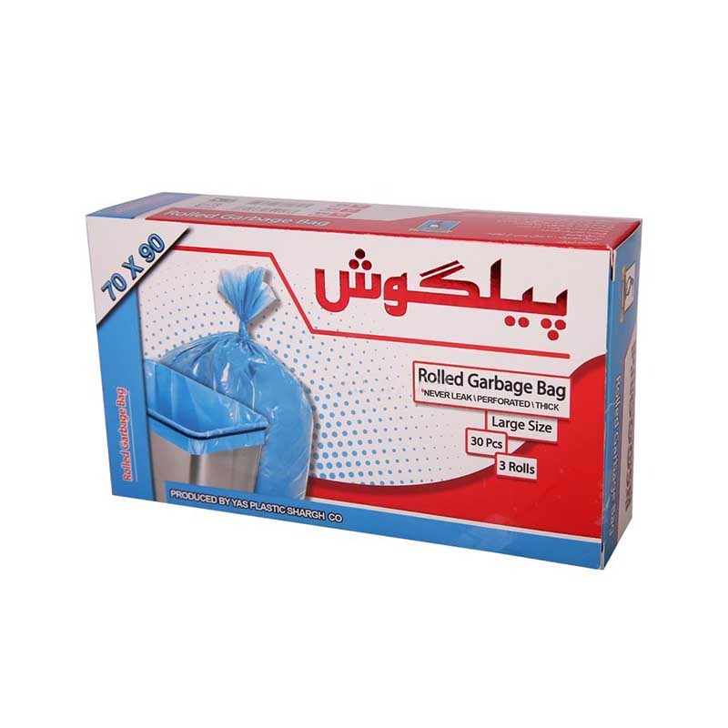 کیسه زباله رولی پیلگوش سایز بزرگ بسته 30 عددی (کارتن 20 بسته‌ای)