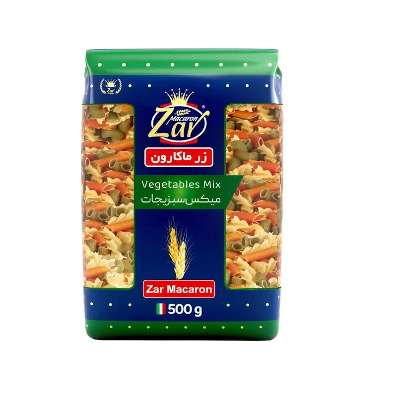 ماکارونی مدل میکس سبزیجات زرماکارون وزن 500 گرمی (کارتن 20 بسته‌ای)
