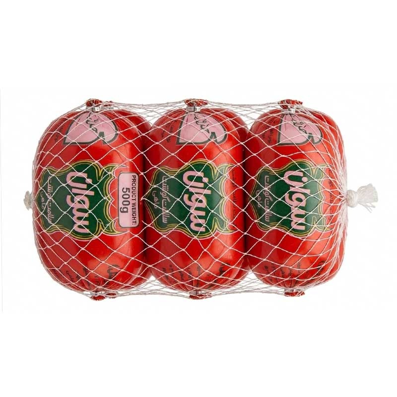 سوسیس کوکتل 60 درصد سوان وزن 500 گرم (بسته بندی توری)