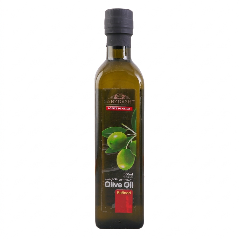 روغن زیتون تصفیه شده سبز دشت حجم 500 میلی لیتری (کارتن 12 عددی)
