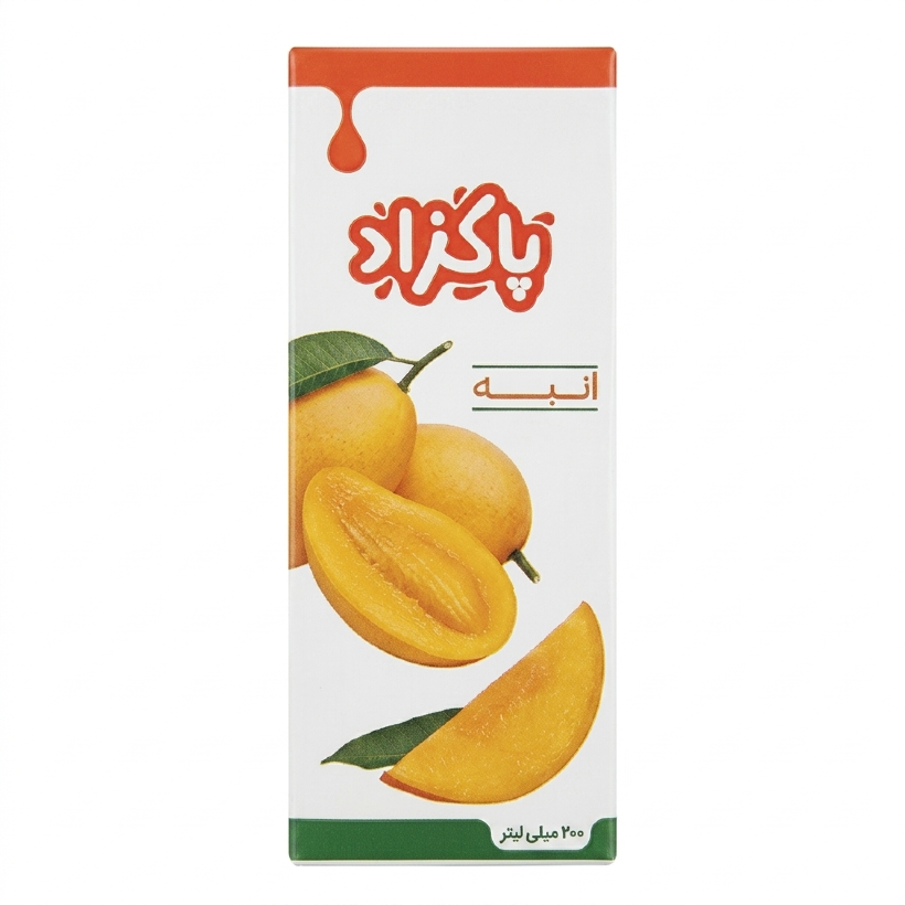 آبمیوه انبه پاکزاد حجم 200 میلی لیتری (کارتن 32 عددی)