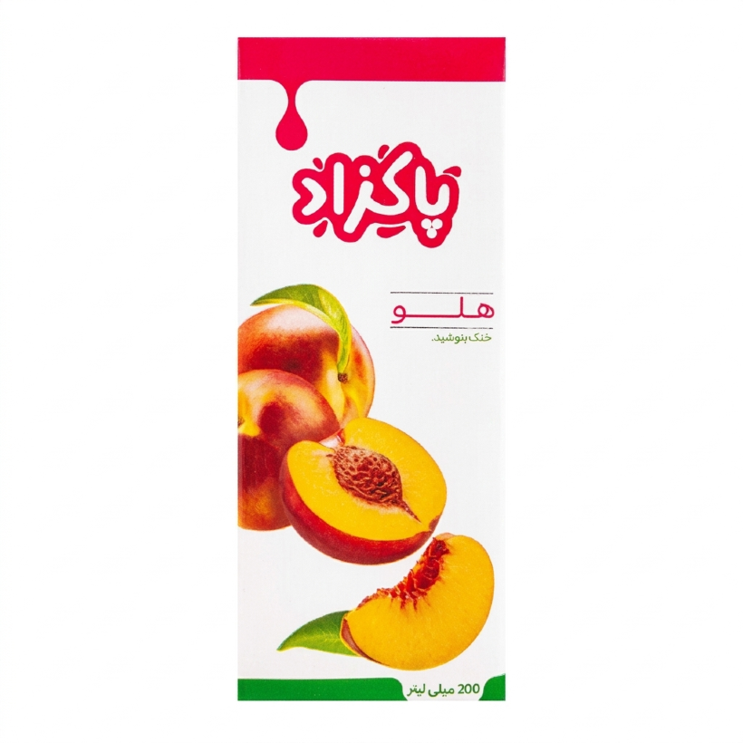 آبمیوه هلو پاکزاد حجم 200 میلی لیتری (کارتن 32 عددی)