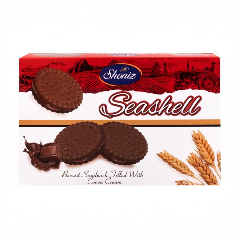 بیسکویت کاکائویی کرمدار شکلاتی سیشل شونیز وزن 590 گرمی (کارتن 1 بسته‌ای)