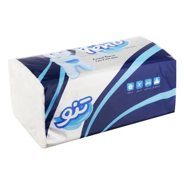 دستمال کاغذی 250 برگ دو لایه تنو مدل اقتصادی بسته تک عددی