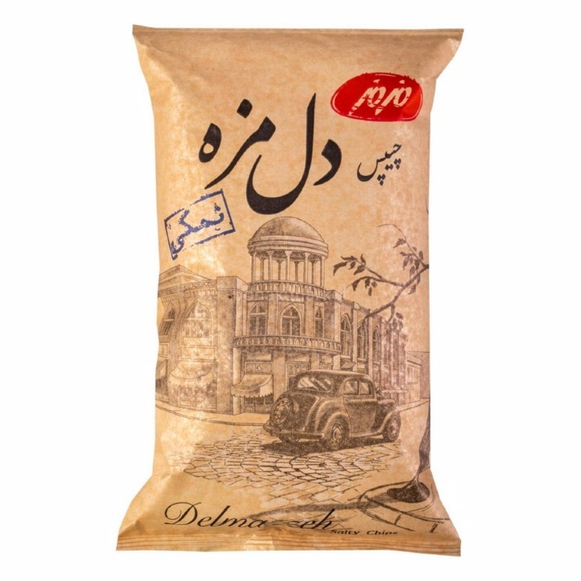 چیپس ساده نمکی مزمز سری دل مزه وزن 180 گرمی (کارتن 12 بسته‌ای)