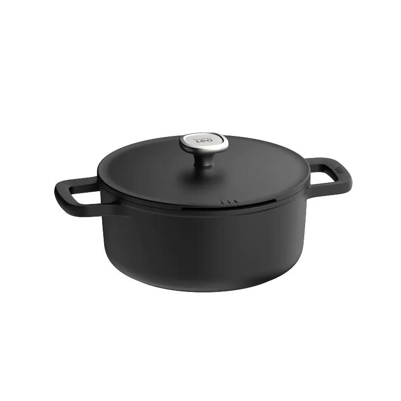 قابلمه نچسب برگهف بلژیک مدل Covered stockpot BergHoff Leo Phantom سایز24cm با دسته سیلیکونی