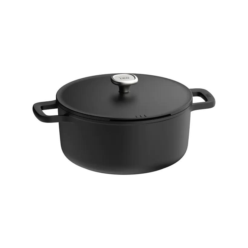قابلمه نچسب برگهف بلژیک مدل Covered stockpot BergHoff Leo Phantom سایز28cm با دسته سیلیکونی