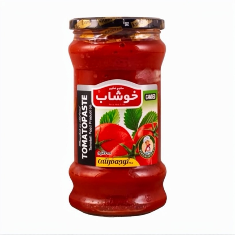 کنسرو رب گوجه فرنگی خوشاب ظرف شیشه ای وزن 600 گرمی 