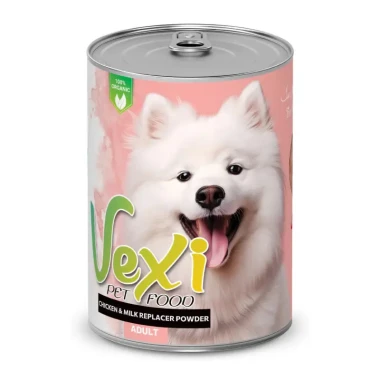 کنسرو توله سگ وکسی vexi طعم مرغ و شیرخشک 400g
